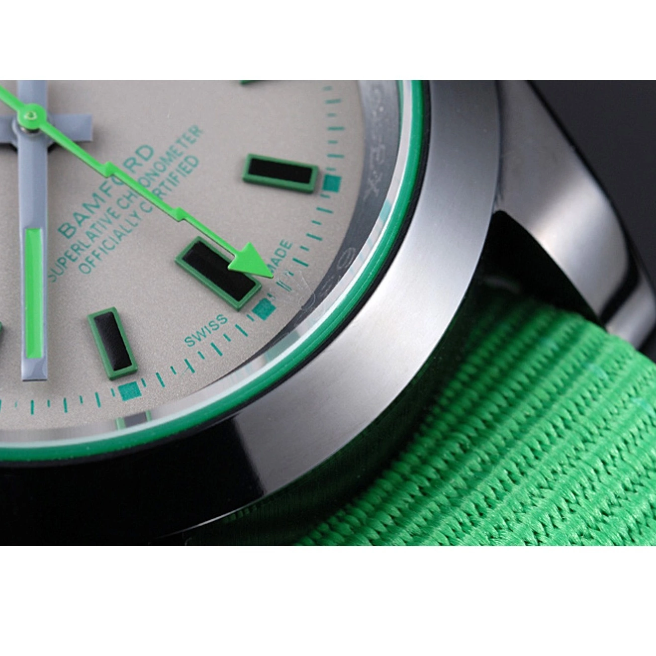 Aaa fake watches 622004 Rolex Strap Bamford Milgauss Nylon Green 0521